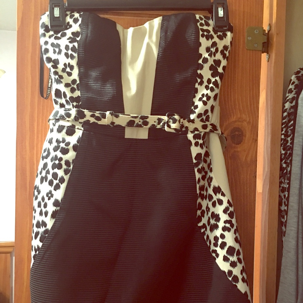 Strapless black and print dress
